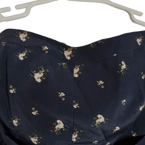 Club Monaco Harper Silk Navy Floral Strapless Mini Dress Size 8 Party Cocktail - Picture 15 of 16